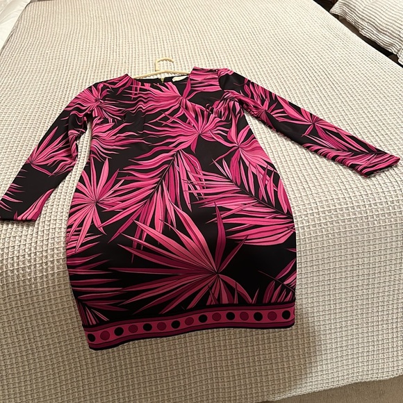 EUC MICHAEL KORS DRESS SZ-SMALL BACK ZIPPER FULLY LINED BLACK W/SHADES OF PINK - Picture 5 of 8